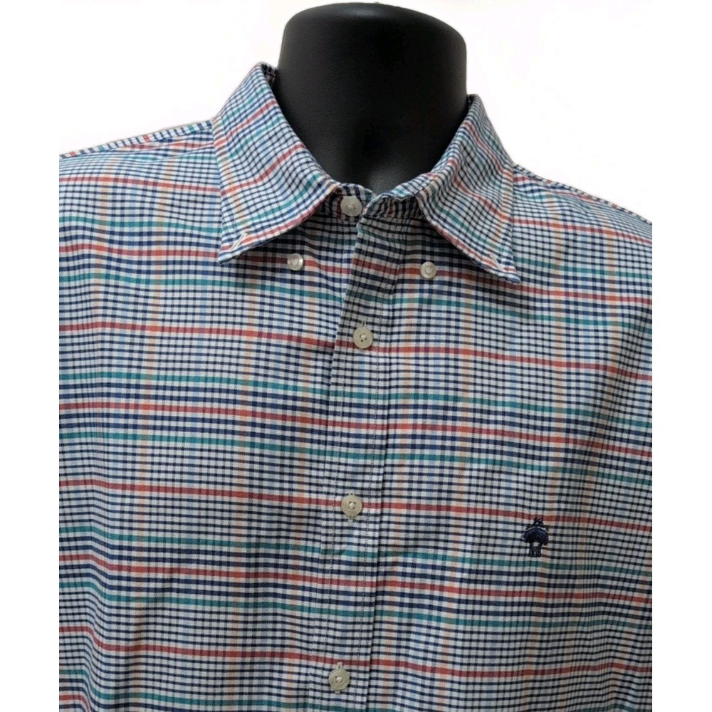 Brooks Brothers RED‎ FLEECE Colorful Plaid Button Down Dress Shirt Sz L Cotton